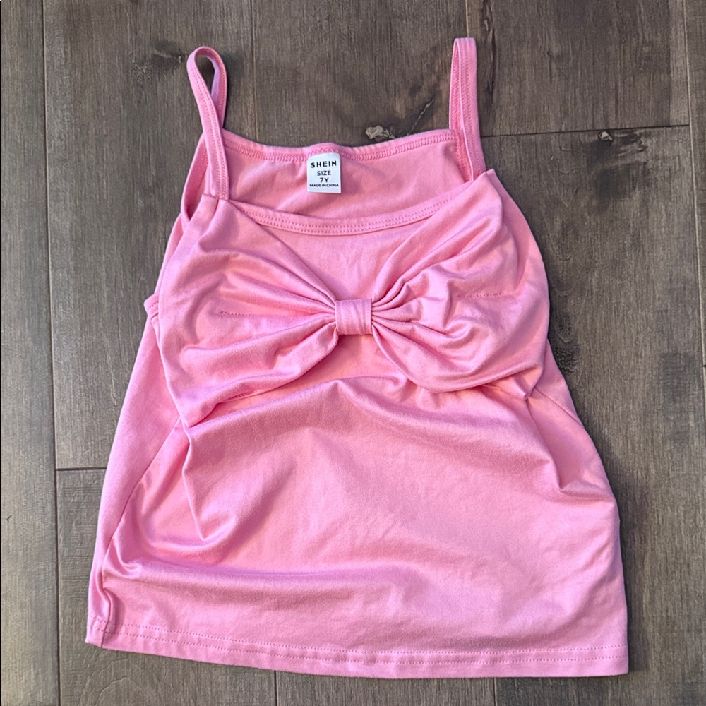 SHEIN girls Light Pink Bow Accent Camisole